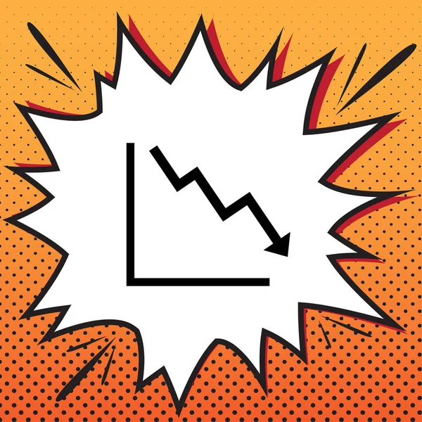 Arrow pointing downwards showing crisis. Vector. Comics style ic — Stock Vector