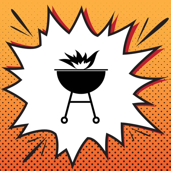 Barbecue with fire sign. Vector. Comics style icon on pop-art ba — Stock Vector
