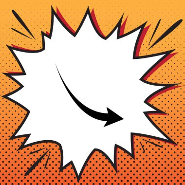 Azalan ok işareti. Vektör. Popüler sanat backg çizgi roman stili simgesini