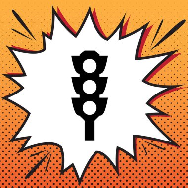 Trafik ışığı işareti. Vektör. Popüler sanat backgro çizgi roman stili simgesini