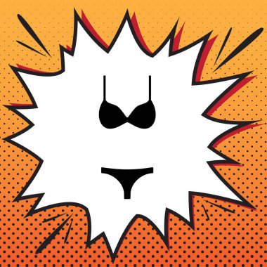 Kadınlar mayo işareti. Vektör. Popüler sanat backgr çizgi roman stili simgesini