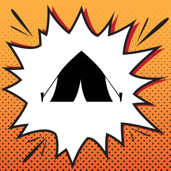 Turist çadır işareti. Vektör. Popüler sanat backgrou çizgi roman stili simgesini