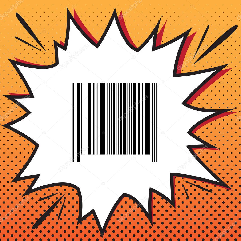 Bar code sign. Vector. Comics style icon on pop-art background..