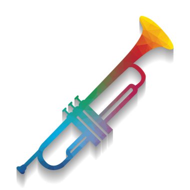 Enstrüman trompet işareti. Vektör. Brig ile renkli simge