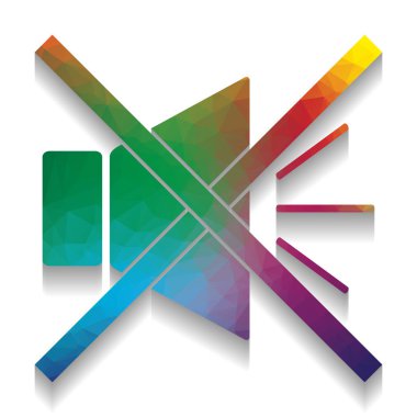 Ses işareti illüstrasyon sessiz işareti ile. Vektör. Renkli simge wi