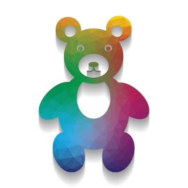 Oyuncak ayı illüstrasyon işareti. Vektör. Parlak renkli simgesi 