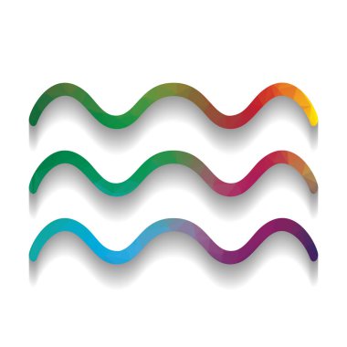 Dalgalar illüstrasyon işareti. Vektör. Renkli parlak textu simgesiyle