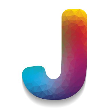 J harfi işareti şablon öğesi tasarım. Vektör. Renkli simge zekâ