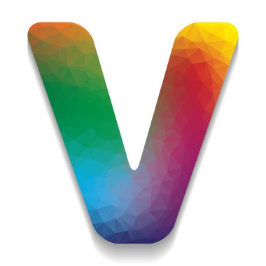 Harf V işareti şablon öğesi tasarım. Vektör. Renkli simge zekâ