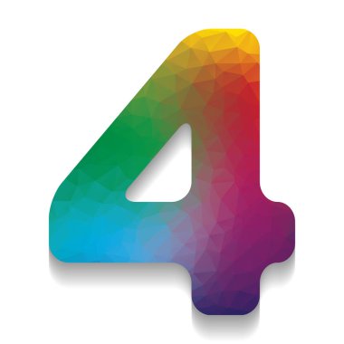 4 numaralı işaret tasarım şablonu öğesi. Vektör. Renkli simge zekâ