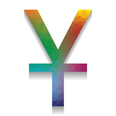 Çin Yuan işareti. Vektör. Renkli parlak dokusuna simgesiyle 