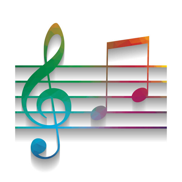 Music violin clef sign. G-clef and notes G, H. Vector. Colorful 