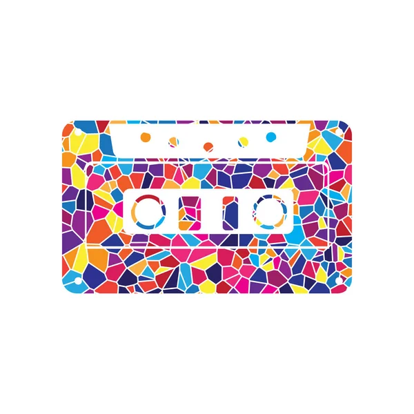 Cassette Icon Audio Tape Sign Vector Stained Glass Icon White — Stock Vector