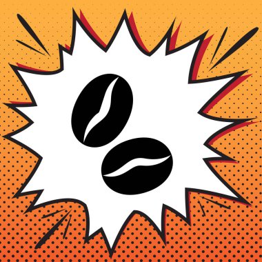 Kahve çekirdekleri işareti. Vektör. Popüler sanat backgrou çizgi roman stili simgesini