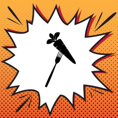 Vejetaryen yiyecekler işareti illüstrasyon. Vektör. Çizgi roman stili simgesini 