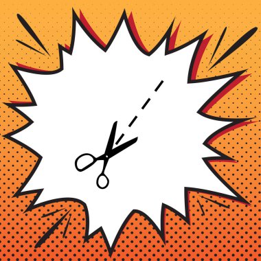 Makas illüstrasyon işareti. Vektör. Popüler sanat çizgi roman stili simgesini