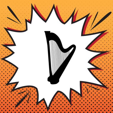 Müzik aleti harp işareti. Vektör. Çizgi roman stil ikonu pop-a