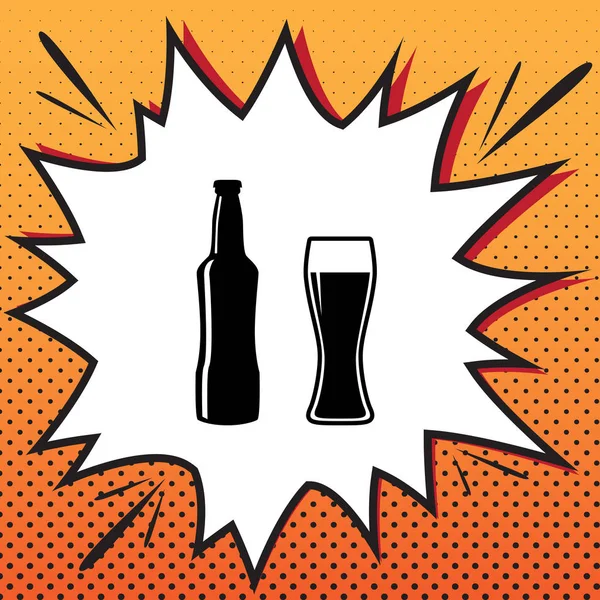 Beer bottle sign. Vector. Comics style icon on pop-art backgroun — Stock Vector