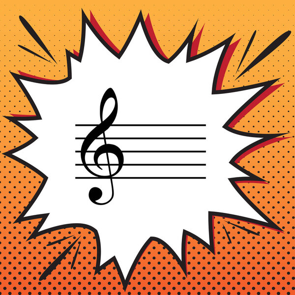 Music violin clef sign. G-clef. Vector. Comics style icon on pop