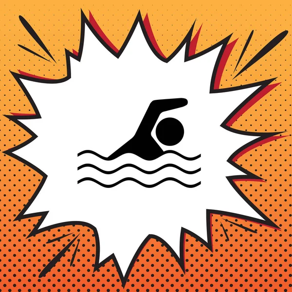 Swimming water sport sign. Vector. Comics style icon on pop-art