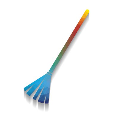 Süpürme süpürge işareti. Vektör. Renkli parlak doku o simgesiyle
