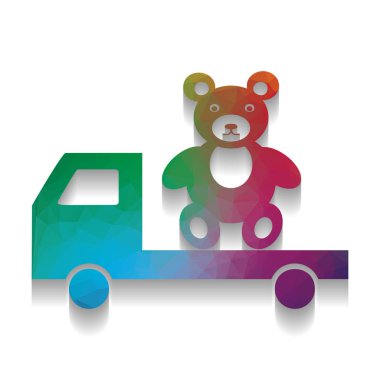 Ayı ile kamyon. Vektör. Mo parlak doku ile renkli simge