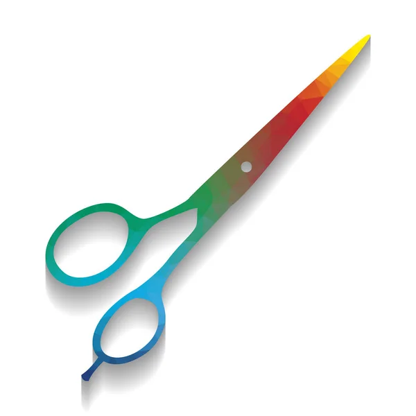 Señal de tijeras para cortar el pelo. Vector. Icono colorido con te brillante — Vector de stock