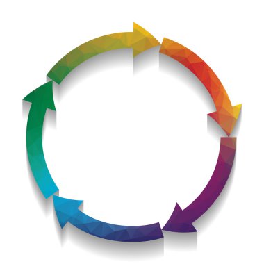 Dairesel ok işareti. Vektör. Parlak doku ile renkli simge 
