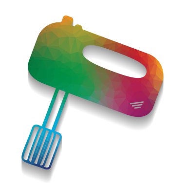 Mutfak mikser işareti. Vektör. Renkli parlak dokusuna simgesiyle