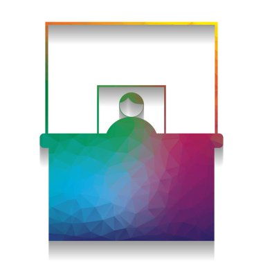 Bilgi Danışma işareti. Vektör. Parlak doku ile renkli simge