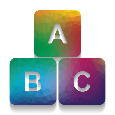 ABC küp işareti illüstrasyon. Vektör. Renkli parlak te simgesiyle
