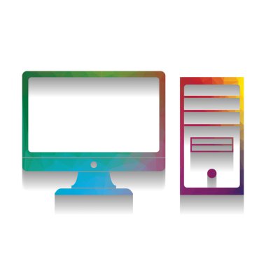 Bilgisayar işareti illüstrasyon. Vektör. Renkli parlak te simgesiyle