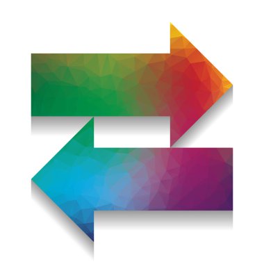 İki ok sol-sağ işaret. Vektör. Renkli parlak te simgesiyle