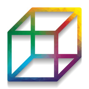 Kablolu küp işareti. Vektör. Mo parlak doku ile renkli simge