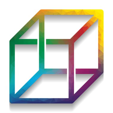 Kablolu küp işareti ile optik yanılsama. Vektör. Renkli simge zekâ