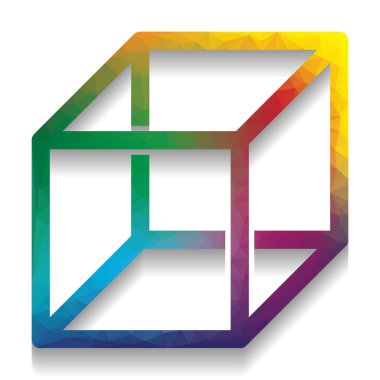 Küp işareti visisble kaburga ile kablolu. Vektör. B ile renkli simge