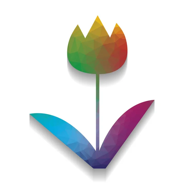 Signe de tulipe. Vecteur. Icône colorée avec une texture brillante de mosaïque — Image vectorielle