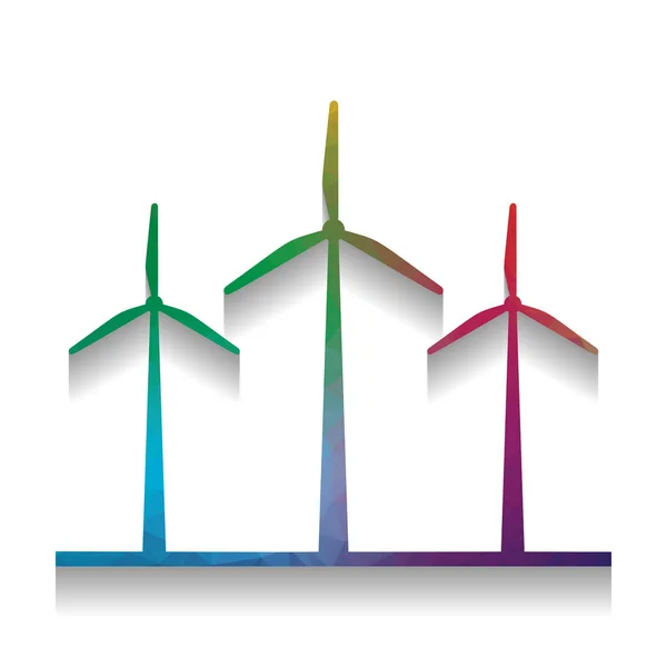 Znak turbin wiatrowych. Wektor. Kolorowe ikony z teksturą jasne — Wektor stockowy
