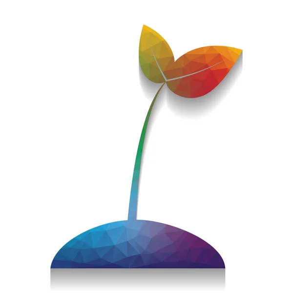 Illustration du signe de germination. Vecteur. Icône colorée avec texte lumineux — Image vectorielle