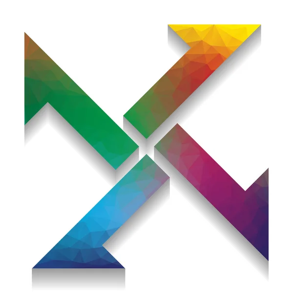 Croix de l'icône des flèches. Vecteur. Icône colorée avec textur lumineux — Image vectorielle