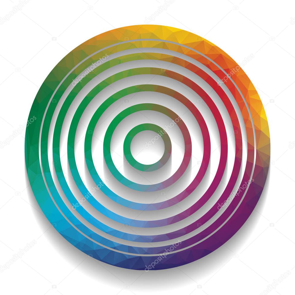 Meridians from top view. Vector. Colorful icon with bright textu