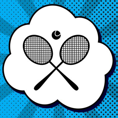 İki tenis raketi topu işareti ile. Vektör. Kabarcık o siyah simgesi