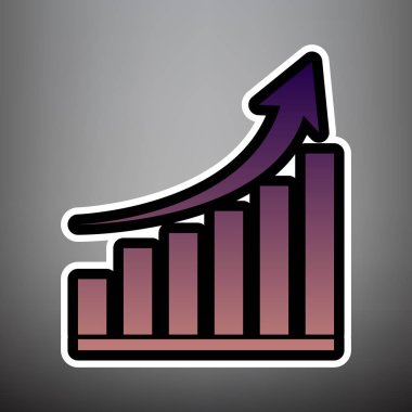 Grafik işareti büyüyen. Vektör. Menekşe degrade simge siyah ve 