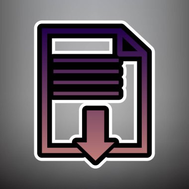 Download işareti dosya. Vektör. Menekşe degrade simge siyah ve 