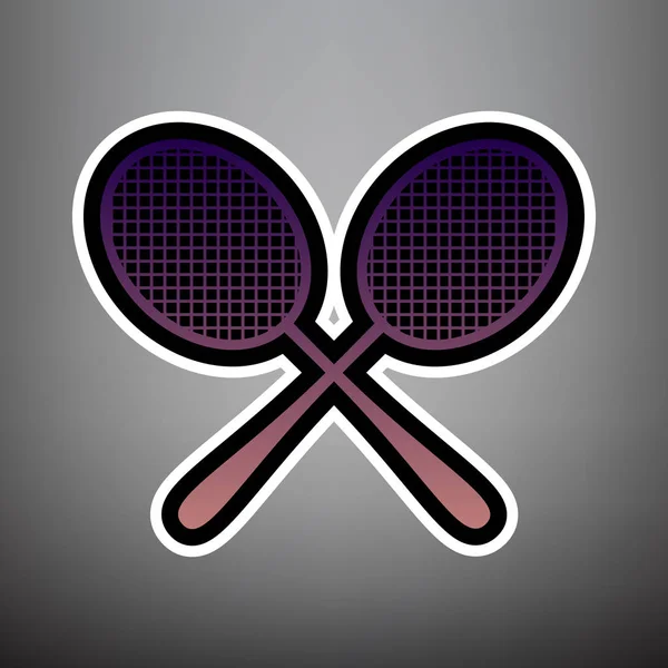 Two tennis racket sign. Vector. Violet gradient icon with black — Stock Vector