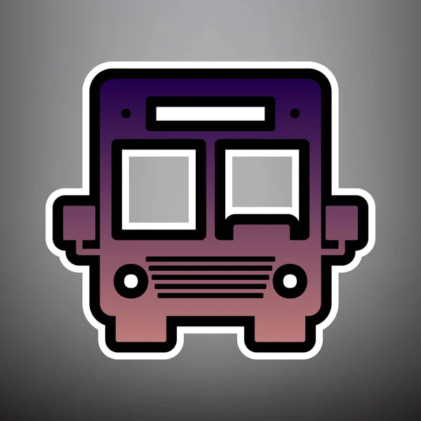 Busschild-Illustration. Vektor. violettes Gradienten-Symbol mit schwarzem a — Stockvektor