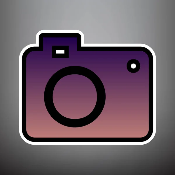 数码相机标志。向量。紫色渐变图标黑色和 — 图库矢量图片