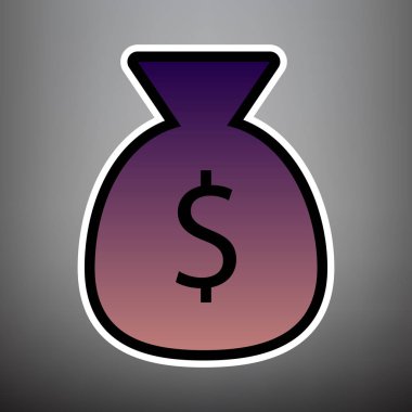 Para çantası işareti illüstrasyon. Vektör. Degrade simgesiyle menekşe: b