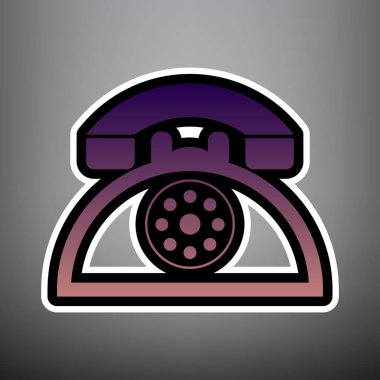 Retro telefon işareti. Vektör. Menekşe degrade simge siyah bir