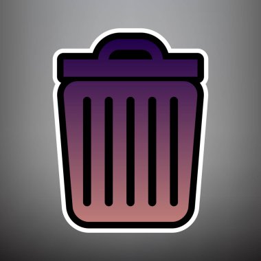 Çöp kutusu işareti illüstrasyon. Vektör. Siyah menekşe degrade simgesi